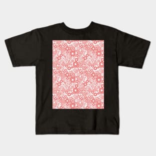 Trippy Red and Gray Spiral Pattern Kids T-Shirt